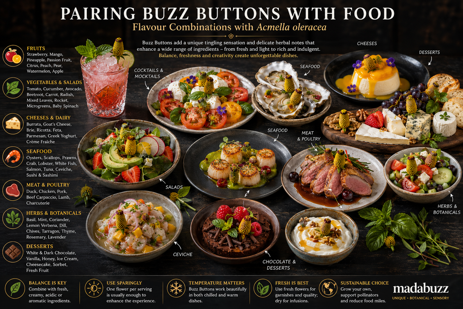 Pairing Buzz Buttons with Food: Flavour Combinations with Acmella oleracea