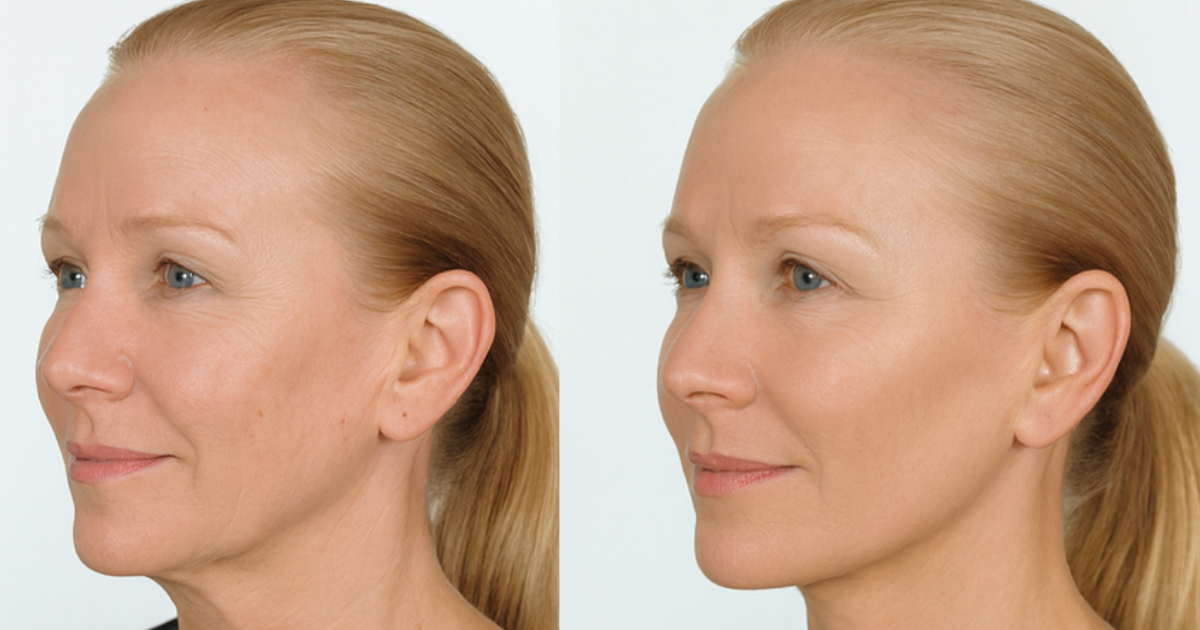 Before and after comparison of a woman's  using paracress extract once daily for 30 days